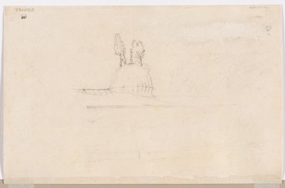 Skizze für Pavillon in der Nähe einer Moschee (verso) von Félix Ziem