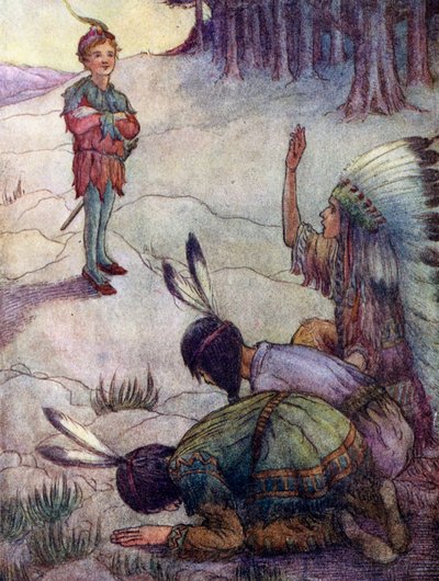 Indianer grüßen Peter Pan als Großer Weißer Vater von Flora White