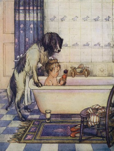 Nana badet einen der jungen Darlings von Flora White
