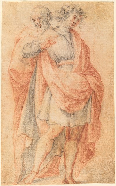 Zwei männliche Figuren: Ein Jüngling und ein alter Mann von Florentine 17th Century