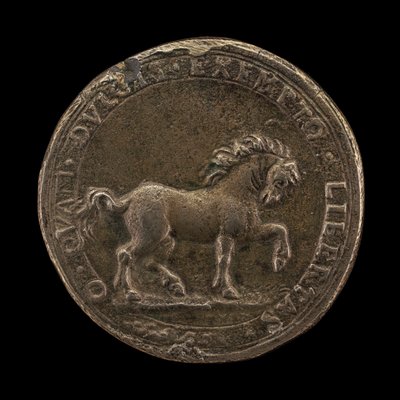 Pferd, das die Erde scharrt, ca. 1545 (gegossenes unedles Silber) (Rückseite von 6240388) von Florentine School