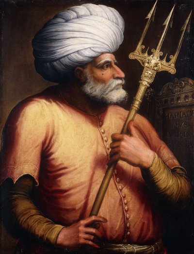 Porträt von Khair el-Din Barbarossa, halblang, mit einem Dreizack von Florentine School