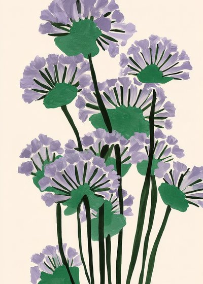 Abstrakte violette Botanicals von Flow Line