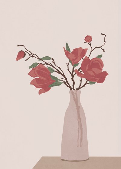 Elegante Magnolienvase von Flow Line