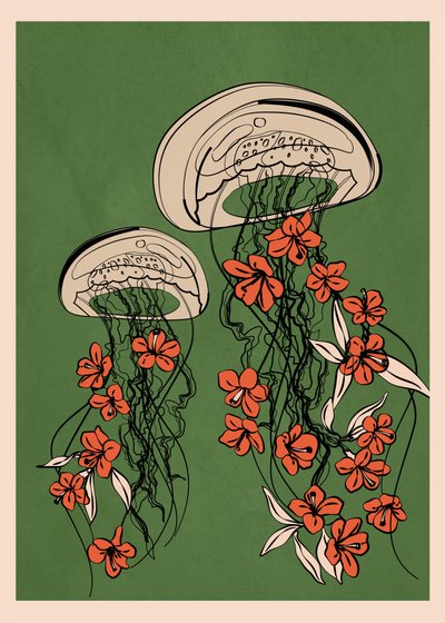 Schwebende florale Quallen von Flow Line