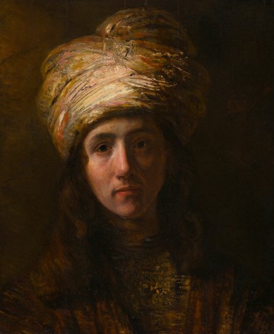 Junger Mann mit Turban von Follower of Rembrandt van Rijn