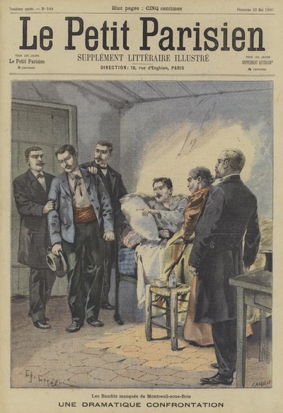 Eine dramatische Konfrontation: die maskierten Banditen von Montreuil-sous-Bois, Paris von Fortune Louis Meaulle