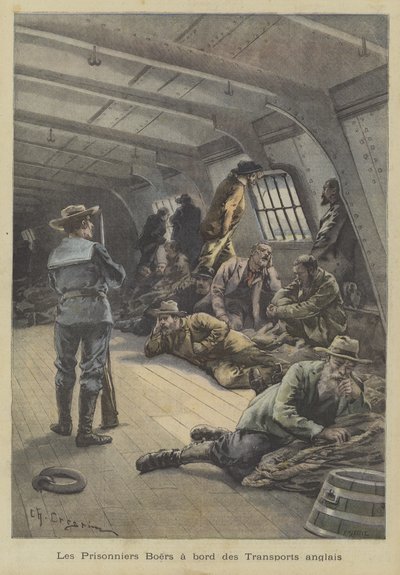 Burenkriegsgefangene an Bord eines britischen Schiffes von Fortune Louis Meaulle