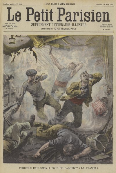 Schreckliche Explosion an Bord des Dampfschiffs La France von Fortune Louis Meaulle