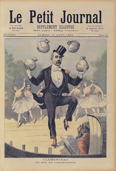 Georges Clemenceau (1841-1929) jongliert mit Säcken englischen Geldes, aus 