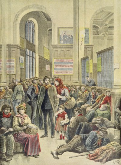 Italienische Auswanderer am Gare Saint-Lazare, aus 