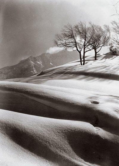 Sinnlicher Schnee (im Hintergrund der Berg Ashibetsu, 2100 m) von Fosco Maraini