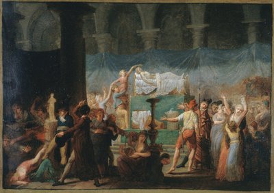 Begräbnis von Marat, in der Kirche der Cordeliers, 15. und 16. Juli 1793, um 1793 von Fougeat (attr. to)