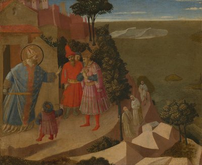 Der heilige Romuald verweigert Kaiser Otto III. den Eintritt in die Kirche von Fra (c.1387-1455) Angelico