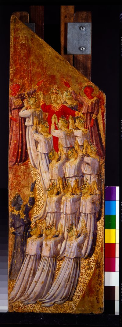 Zwei Panels vom Jüngsten Gericht, Aufstieg in den Himmel & Abstieg in die Hölle von Fra (c.1387 1455) Angelico