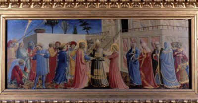 Die Hochzeit der Jungfrau. Predelle (Gemälde auf Holz) 1435 von Fra  Angelico
