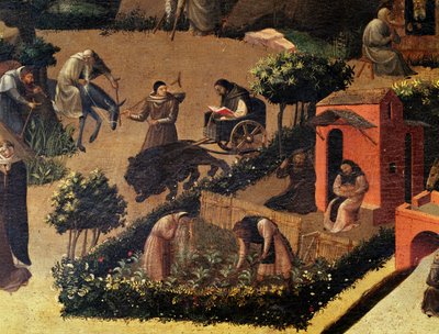 Mönche bei der Arbeit, Detail aus La Thebaid von Fra (c.1400 55) Angelico