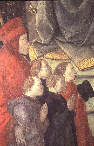 Porträt von Datini und Buonomini del Ceppo, aus dem Madonna del Ceppo Altarbild von Fra Filippo Lippi