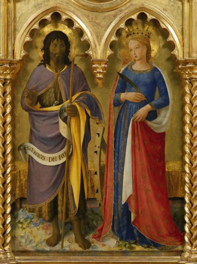 Johannes der Täufer und die heilige Katharina von Alexandria aus dem Perugia-Altarbild, ca. 1437 von Fra Giovanni Angelico da Fiesole