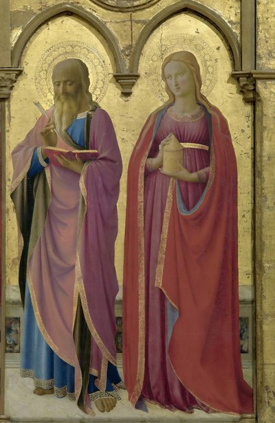Heilige Matthäus und Maria Magdalena. Cortona Polyptychon, ca. 1437 von Fra Giovanni Angelico da Fiesole