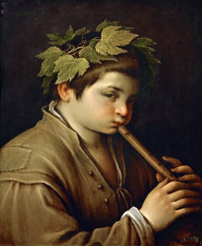 Junge, der Flöte spielt von Francesco Bassano