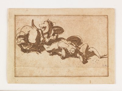 Studie von zwei toten Figuren und einem Pferd von Francesco Allegrini
