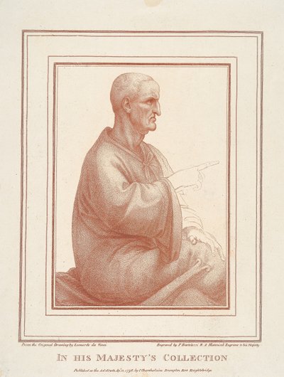 Mann im Schneidersitz, Profil von Francesco Bartolozzi