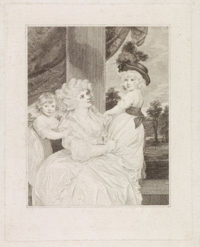 Porträt von Jane Stanhope mit ihren zwei Kindern von Francesco Bartolozzi