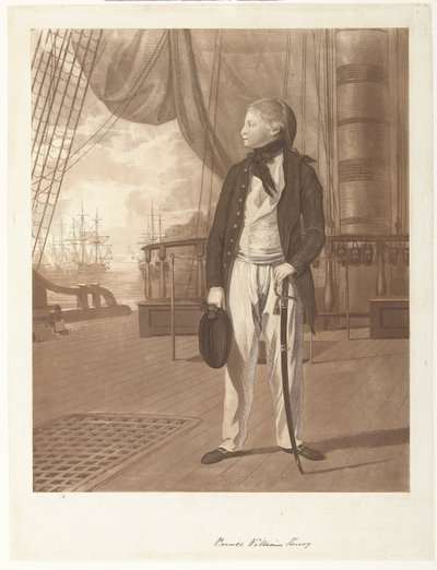 Porträt von Prinz William Henry an Bord eines Kriegsschiffs der britischen Royal Navy von Francesco Bartolozzi