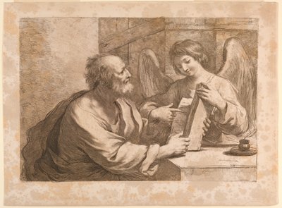 Heiliger Matthäus mit einem Engel und Buch von Francesco Bartolozzi