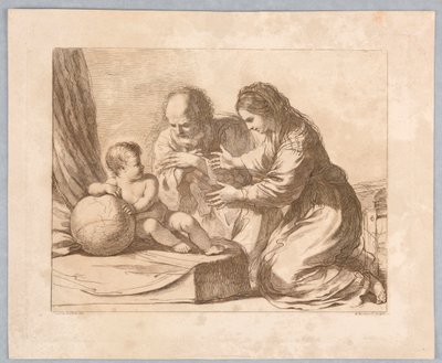 Jungfrau Maria, Joseph und Kind, mit einem Globus von Francesco Bartolozzi