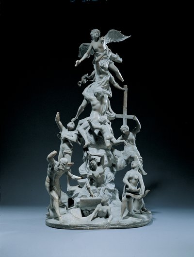 Eine geschnitzte allegorische Gruppe, die die Auferstehung darstellt von Francesco Bertos