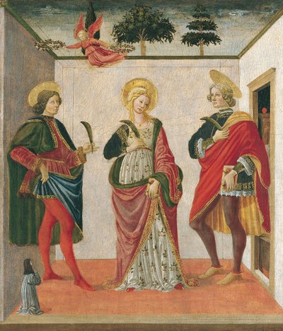 Heilige Cäcilia zwischen den Heiligen Valerian und Tiburtius mit einem Stifter von Francesco Botticini