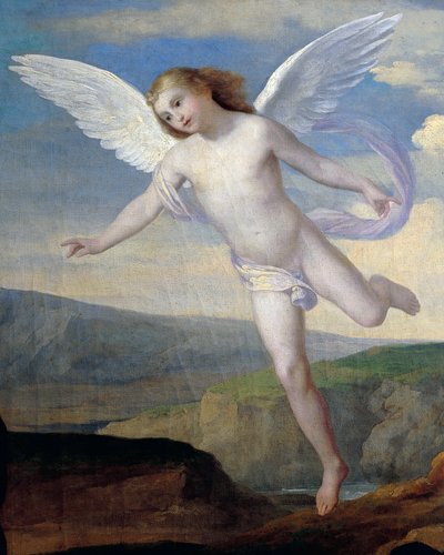 Engel, Detail aus Engel besucht Hagar und Ismael, um 1846, von Francesco Coghetti (1804-1875) von Francesco Coghetti