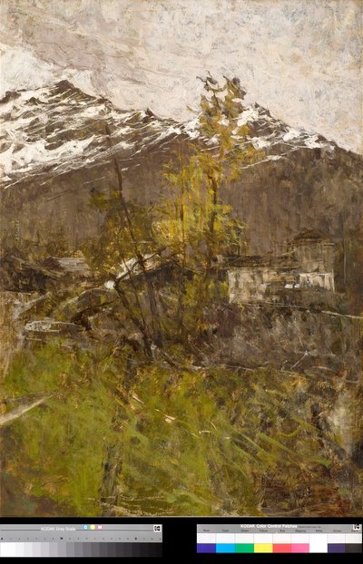 Der erste Schnee, Landschaftsgemälde von Francesco Filippini (1853-1895) 1889 Private Sammlung von Francesco Filippini