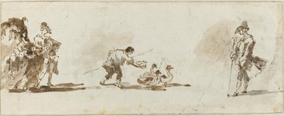 Ein elegantes Paar, ein Gänsejunge und ein Herr (Vorderseite) von Francesco Guardi