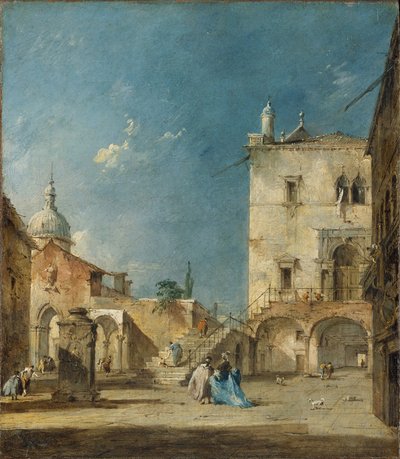 Imaginäre Ansicht eines venezianischen Platzes oder Campo, ca. 1780 von Francesco Guardi