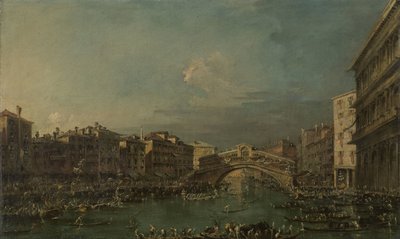 Regatta auf dem Canal Grande, nahe der Rialtobrücke, Venedig von Francesco Guardi