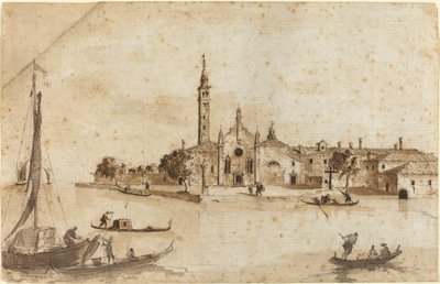 Die Insel Madonna della Grazia von Francesco Guardi and Giacomo Guardi