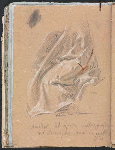 Verona Skizzenbuch: Draperiestudie mit Fuß und Inschrift Seite 88, 1760 von Francesco Lorenzi