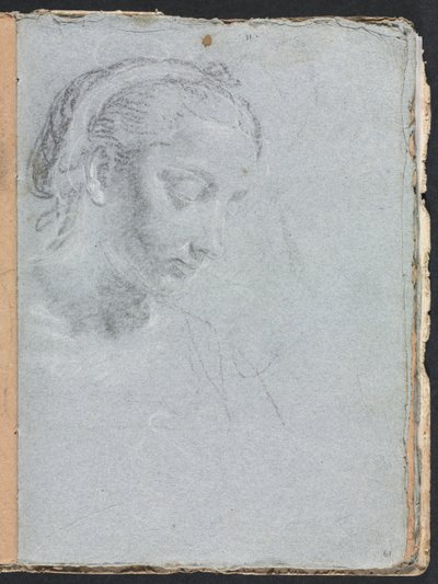 Verona-Skizzenbuch: Kopf und Schultern einer Frau Seite 61, 1760 von Francesco Lorenzi