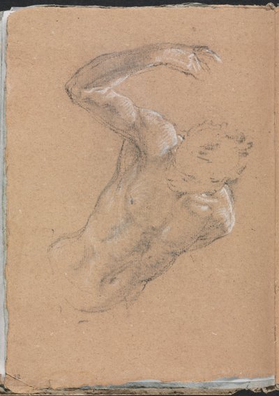 Verona Skizzenbuch: Männlicher Akt mit erhobenem rechten Arm, Seite 32, 1760 von Francesco Lorenzi