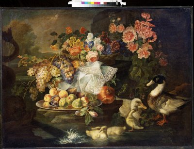 Stillleben mit Blumen und Ente von Francesco Morosini