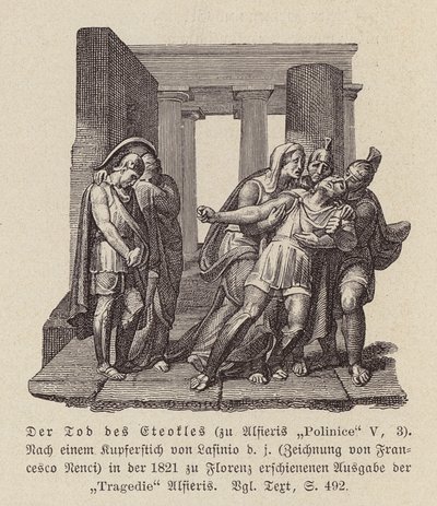 Der Tod von Eteokles (Gravur) von Francesco Nenci