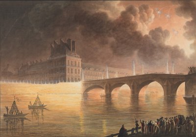 Fest für den allgemeinen Frieden in Paris am 18. Brumaire. Pont Royal, 1801-2 von Francesco Piranesi