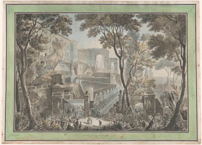 Palazzo der Villa d’Este in Tivoli, gesehen von der Fontana dell’Ovato von Francesco Piranesi
