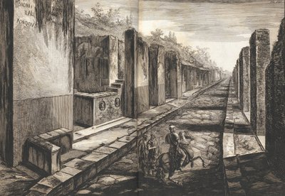 Ansicht von der Straße, die unter dem Tor zur Stadt Pompeji führt, mit dem Fußweg, 1804 von Francesco Piranesi