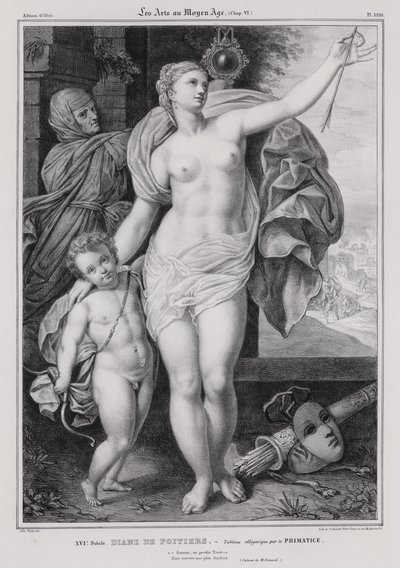 Allegorisches Gemälde von Diane de Poitiers, Mätresse von König Heinrich II. von Frankreich von Francesco Primaticcio