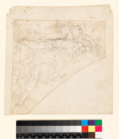 Recto: Studie für eine weibliche Figur in einem Zwickel. Verso: Zeichnung auf der Rückseite des Papiers, vor 1747 von Francesco Solimena