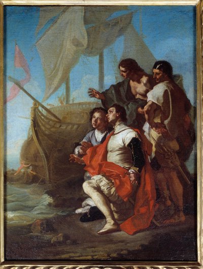 Die Ankunft des Entdeckers Christoph Kolumbus in Amerika von Francesco Solimena